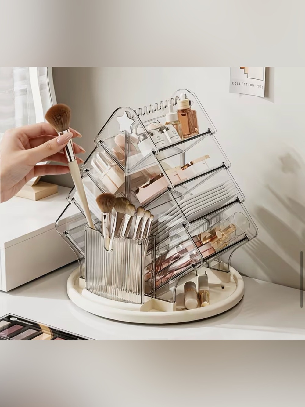 VIRAL Acrylic Rotating Makeup Organizer - Spacious Cosmetic Storage